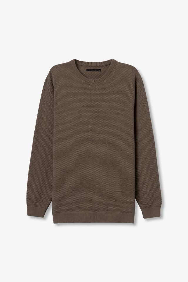 Brown Textured Knit Sweater