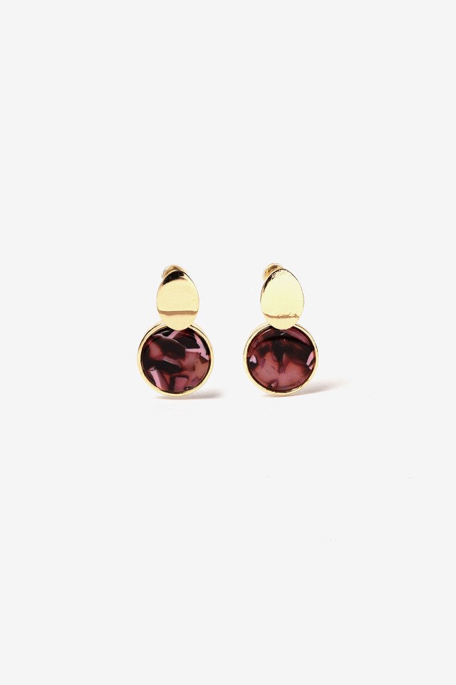 Gold Earrings With Purple Stone