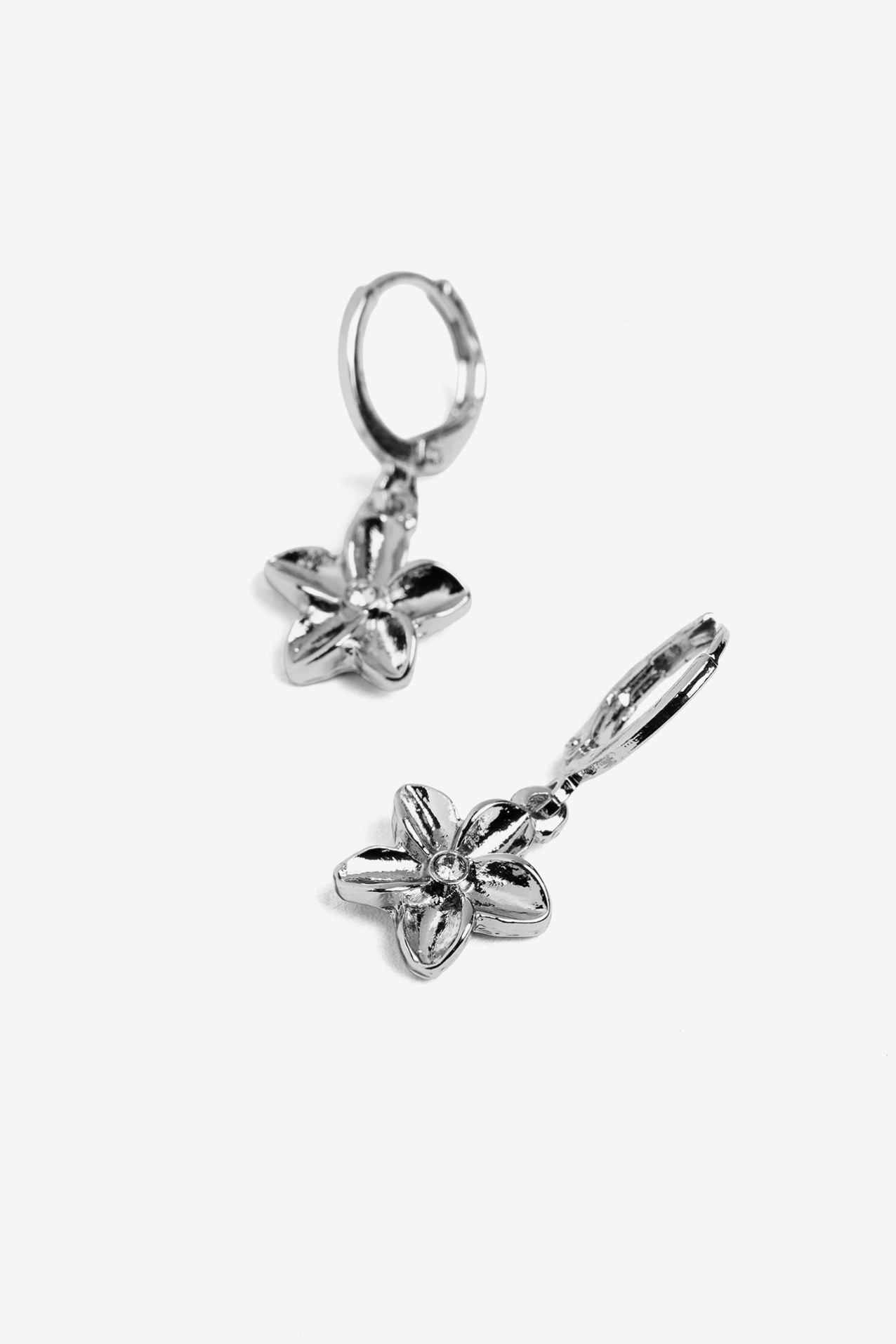 Silver Flower Hoop Earrings