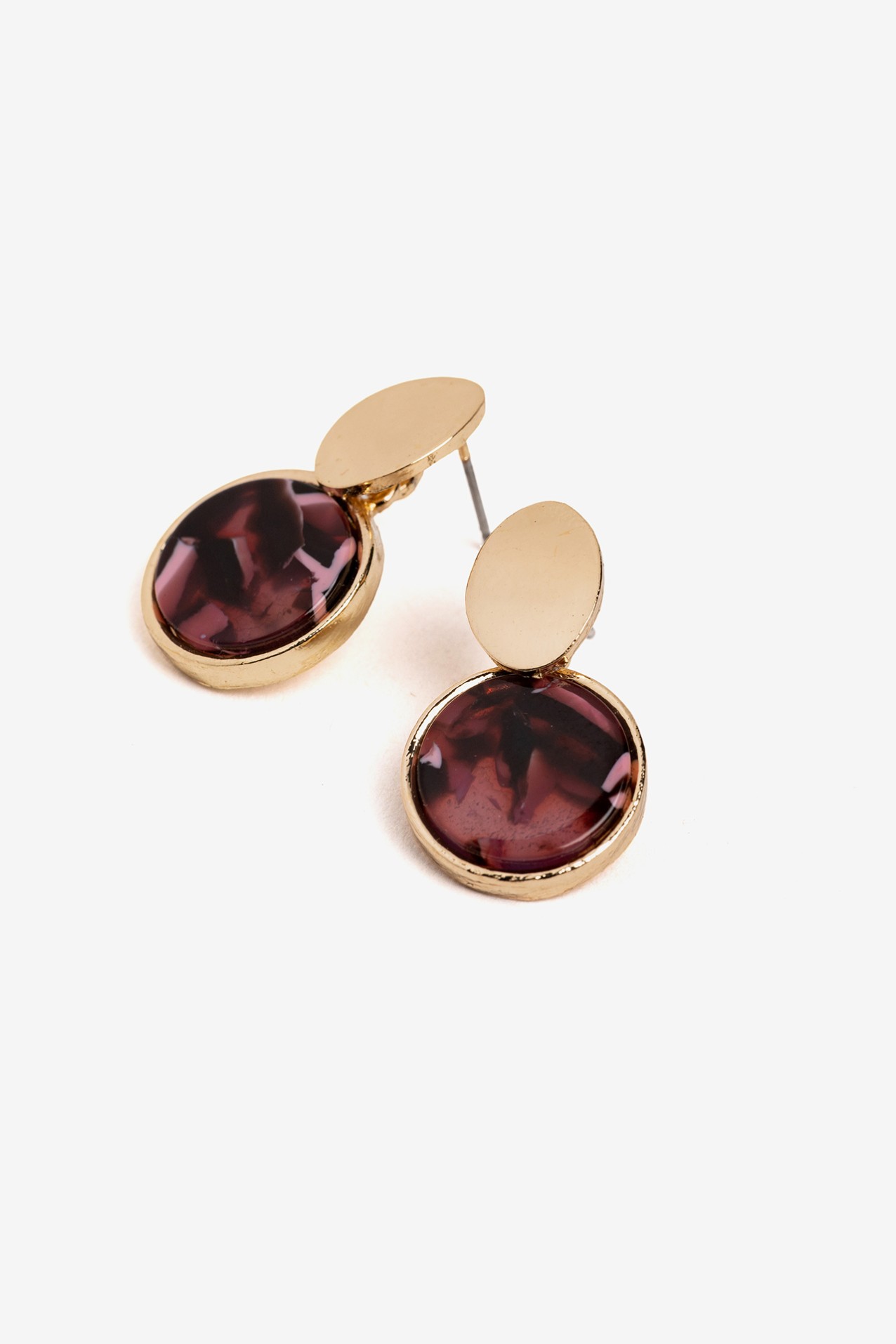 Gold Earrings With Purple Stone