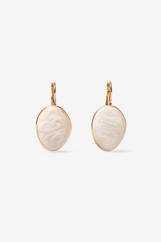 Gold Oval Pearl Earrings