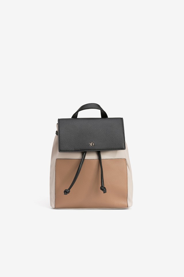 Beige and Black Backpack