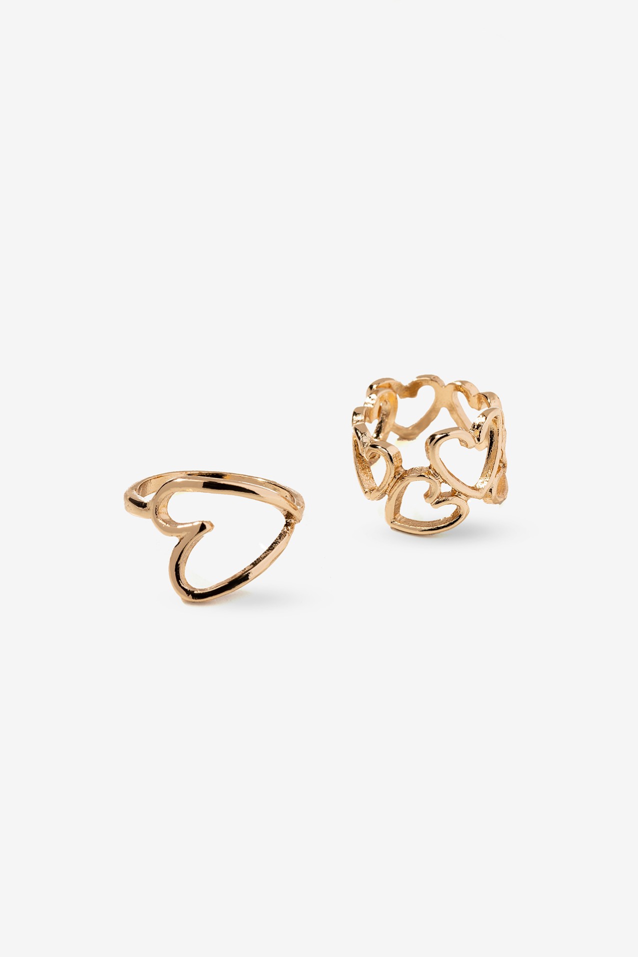 Gold Heart Rings Set