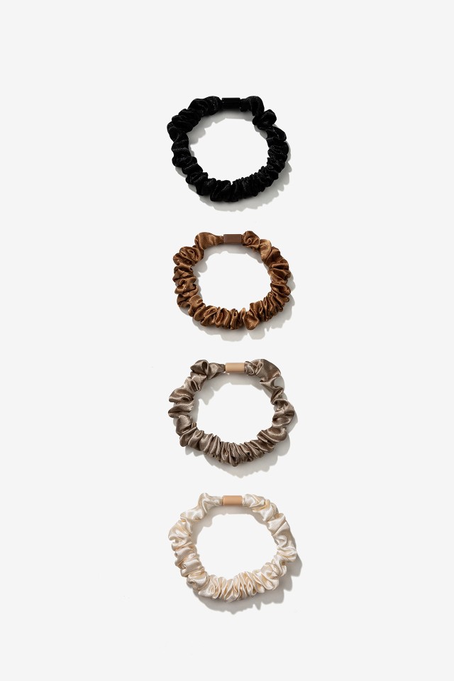 Beige Hair Scrunchies Set