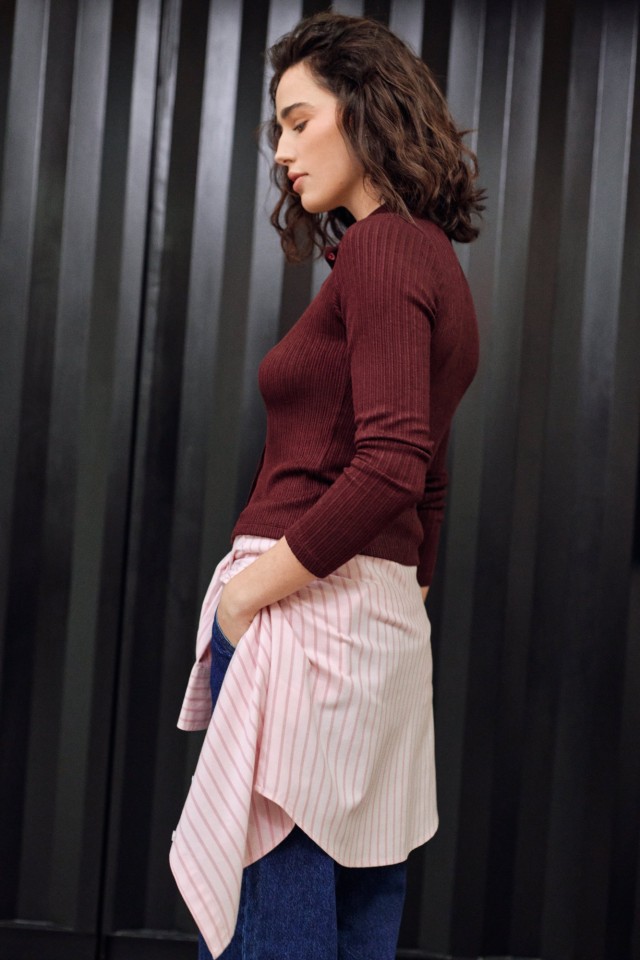 Camisola Slim Cor-de-vinho Camisola Slim Cor-de-vinho