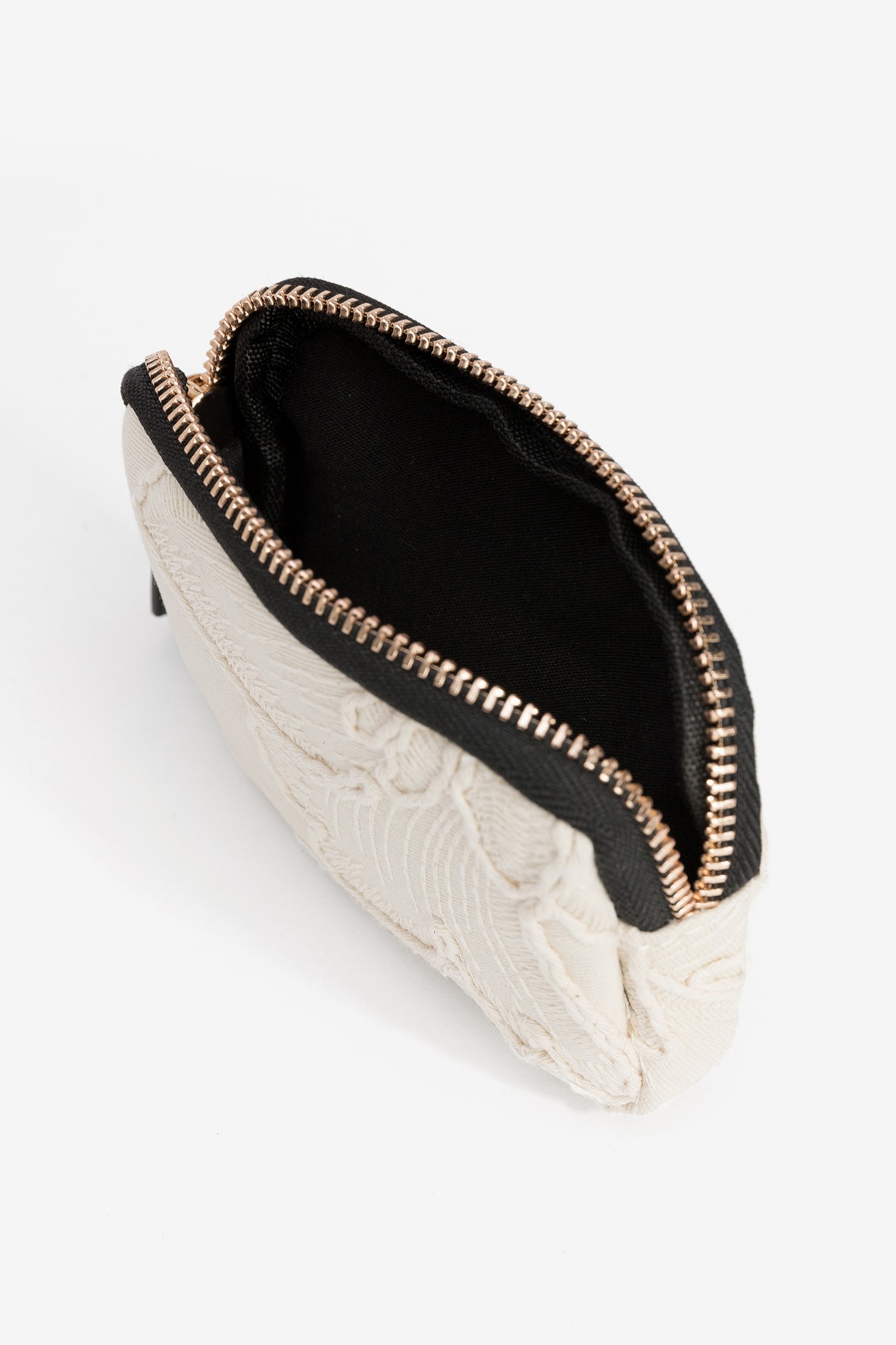 Porta-moedas bege bordado