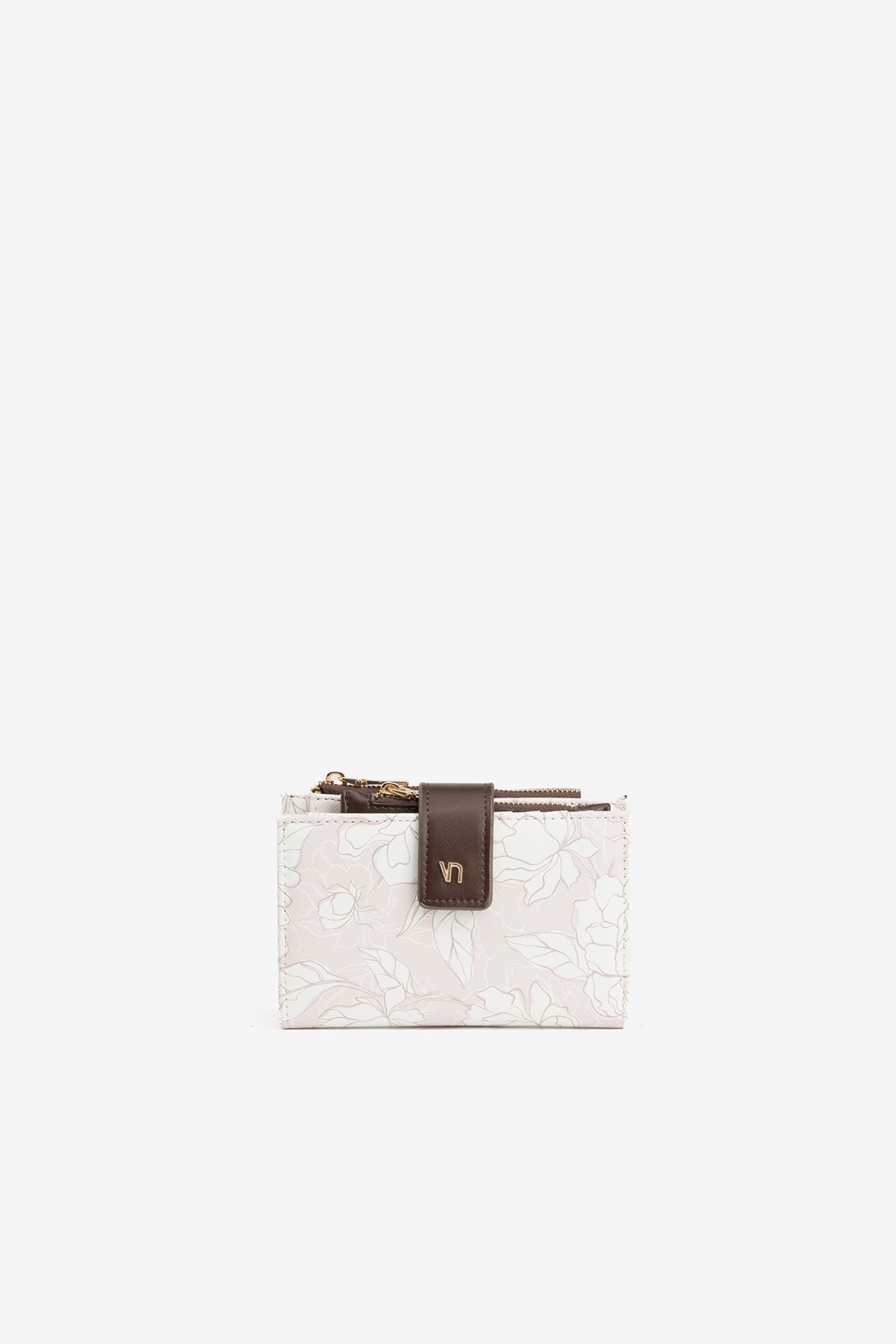 Monedero rosa con detalles marrones