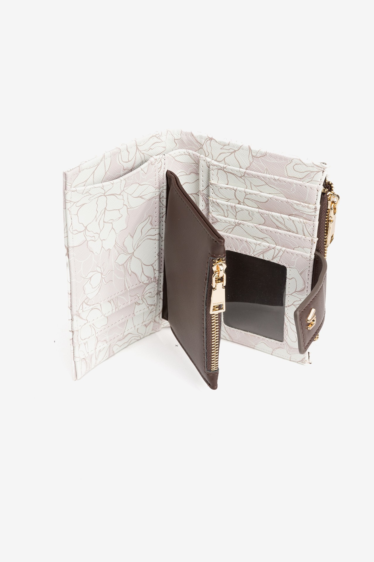 Monedero rosa con detalles marrones