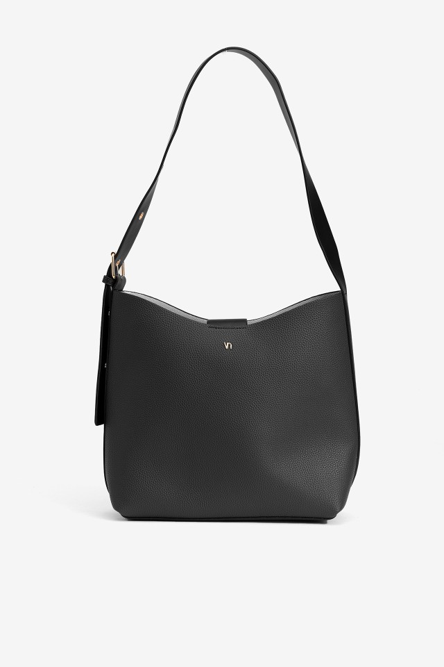 Black Textured Shoulder Bag