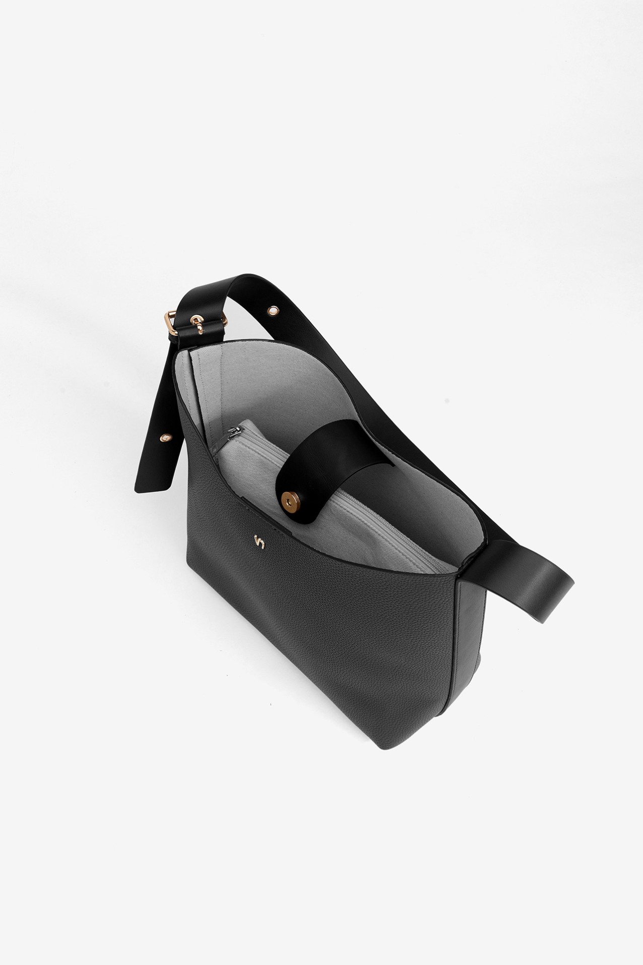 Black Textured Shoulder Bag