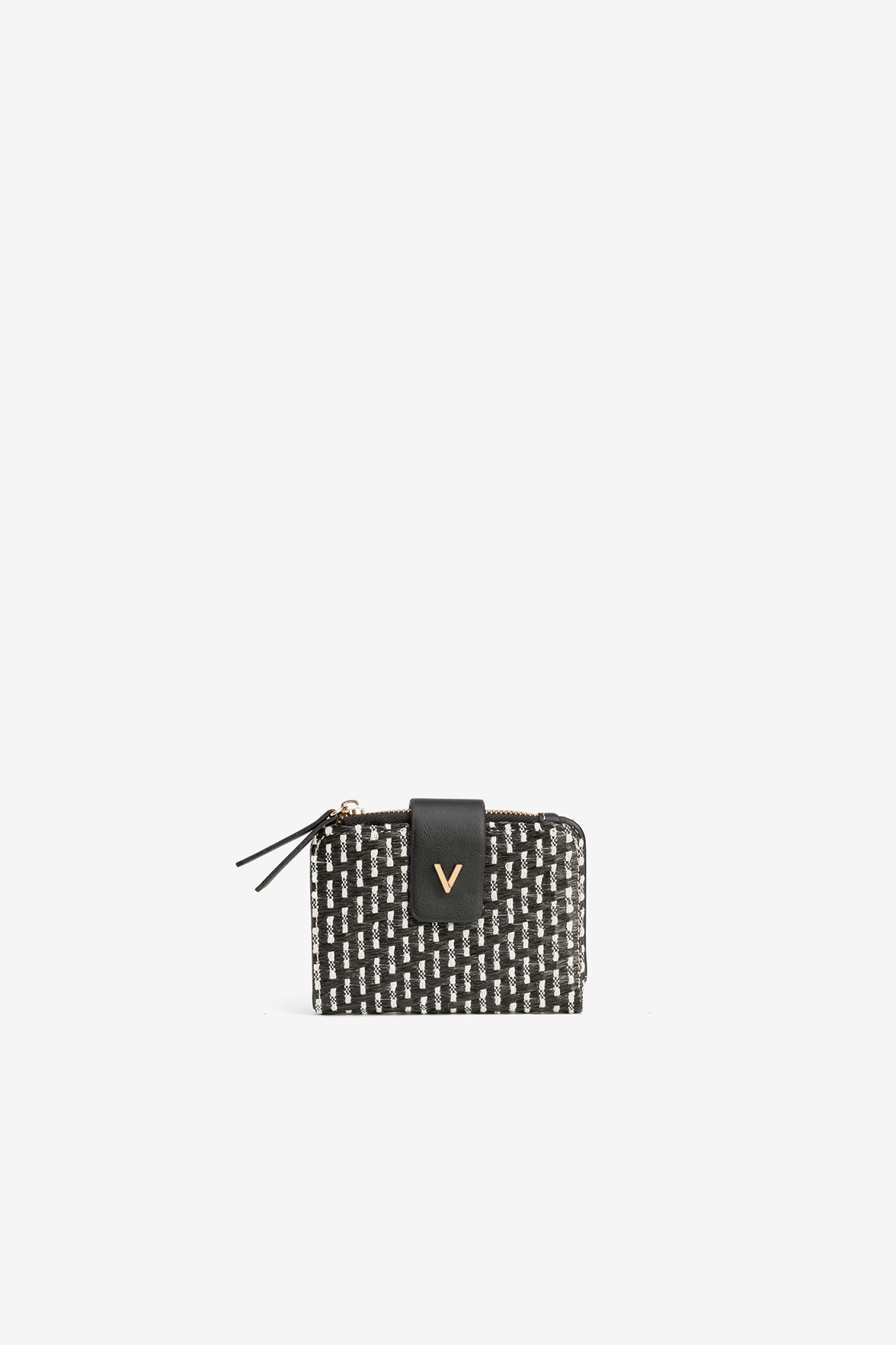 Porta-moedas preto com padrão