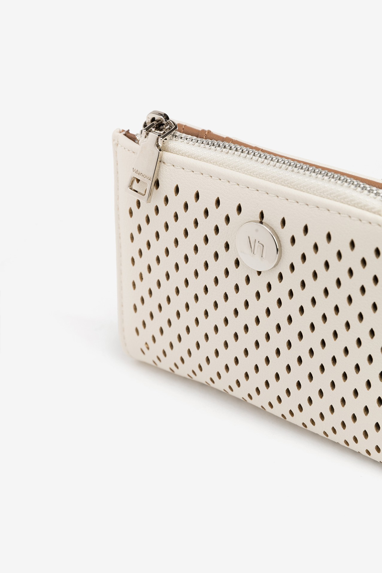 Beige Perforated Coin Purse