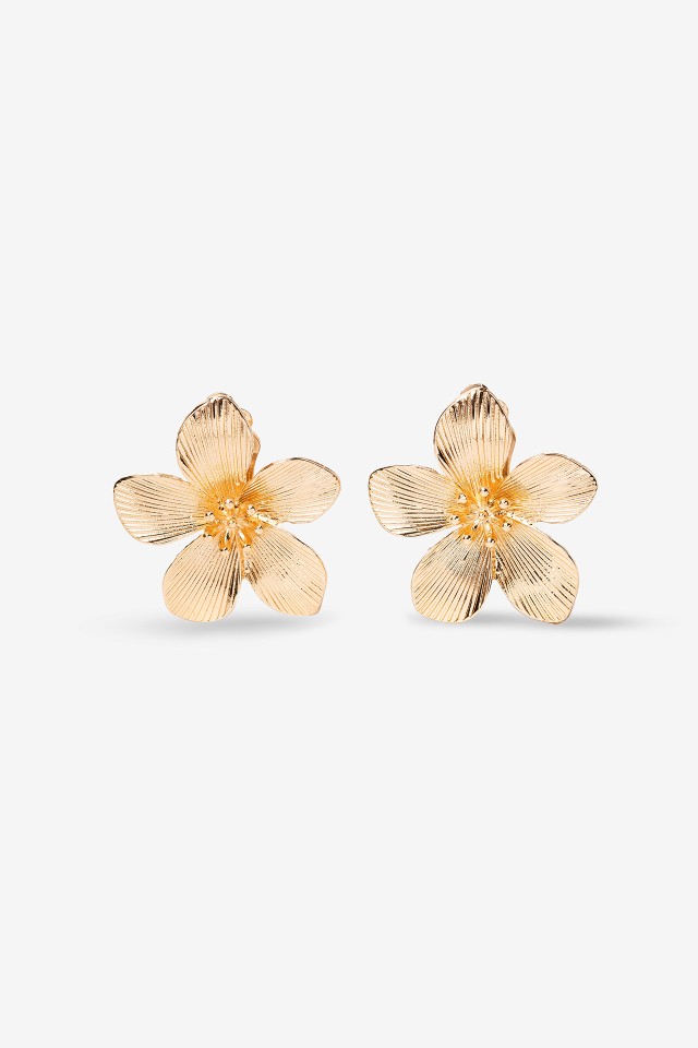 Gold Floral Statement Earrings