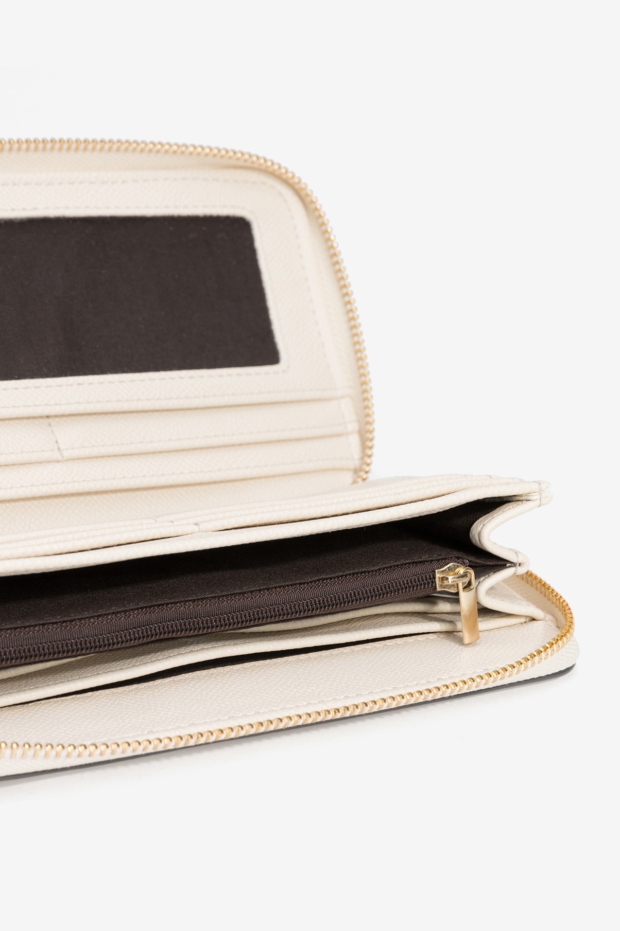 Beige Wallet with Gold Zip