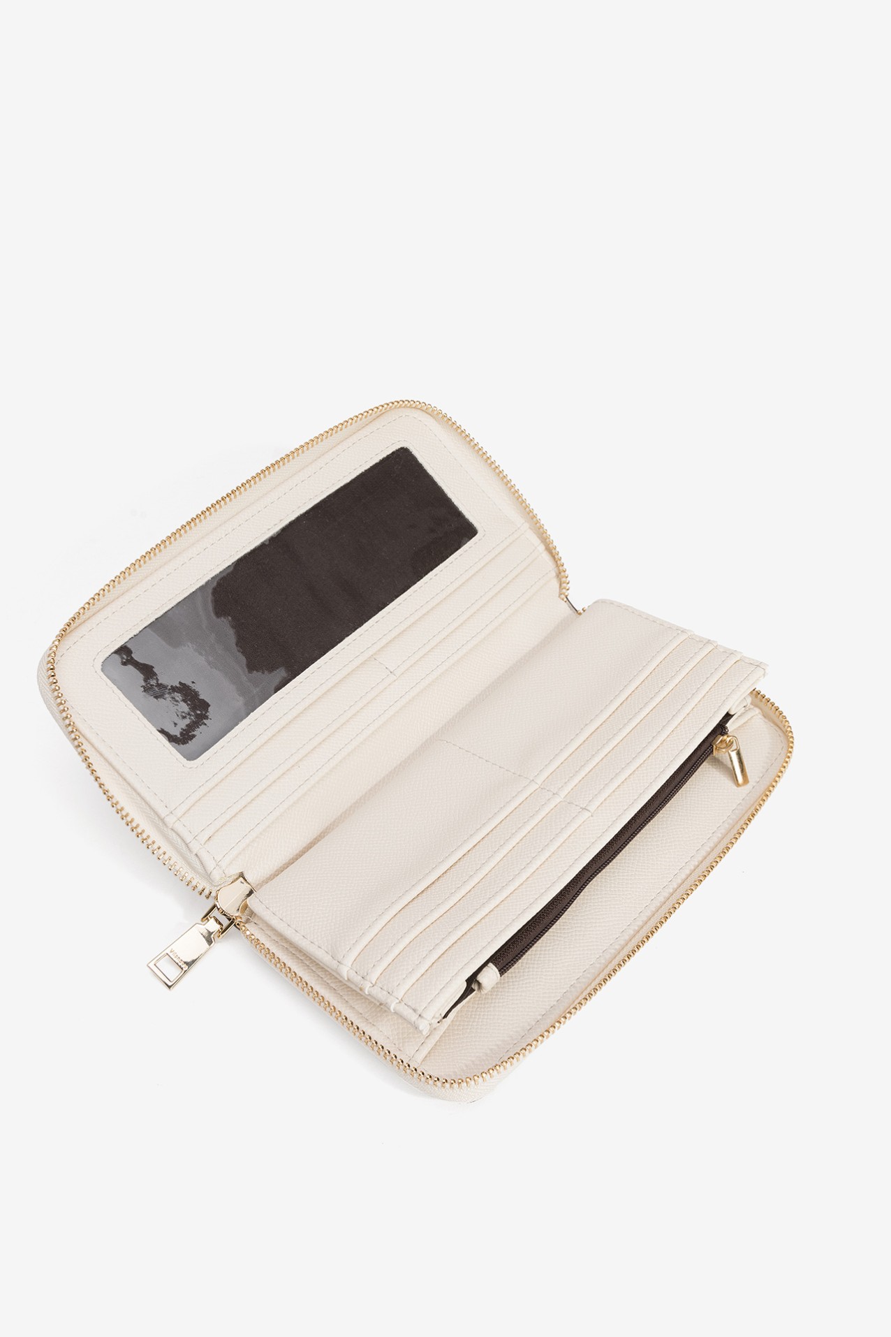 Beige Wallet with Gold Zip