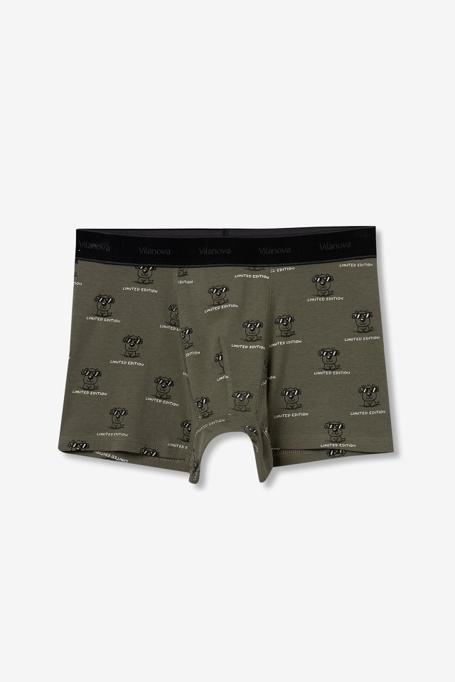 Green Dog Print Boxers