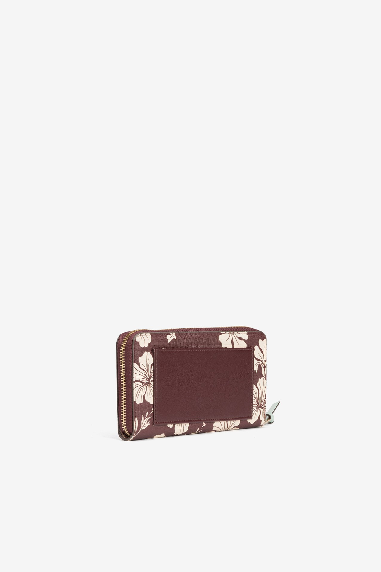 Porta-moedas flores vinho