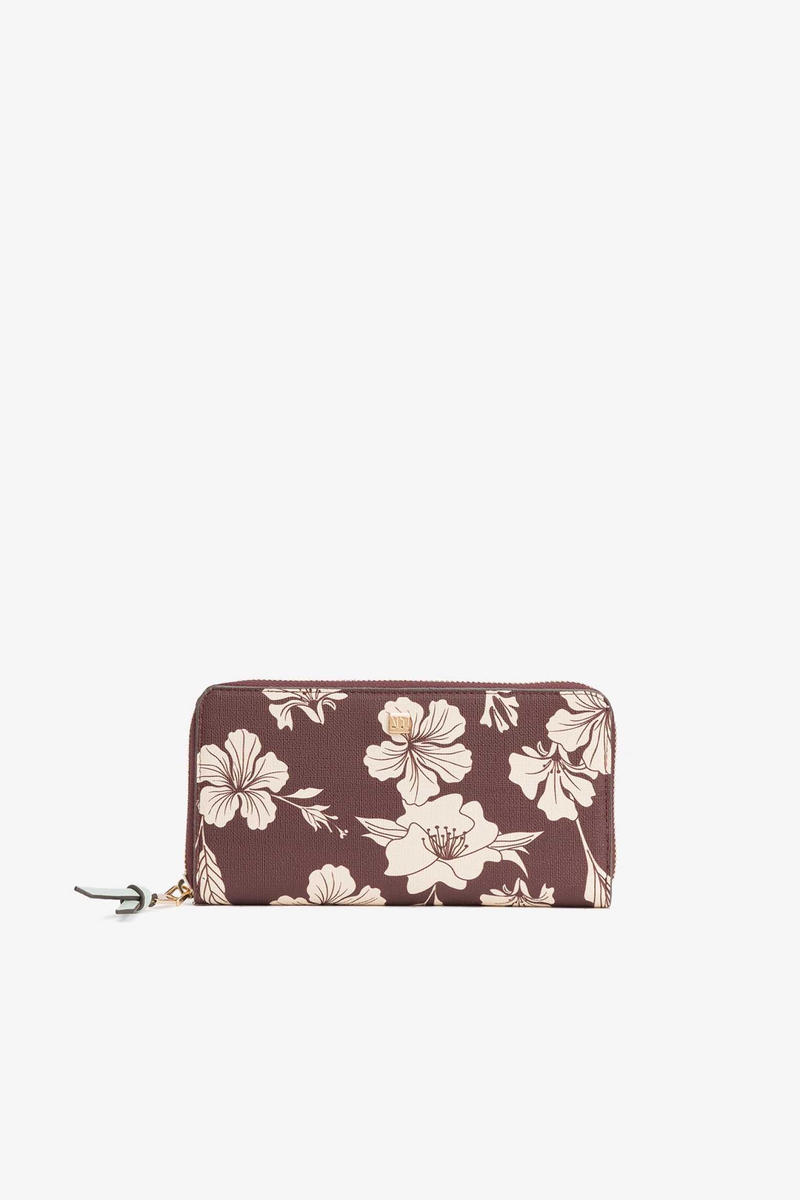 Porta-moedas flores vinho