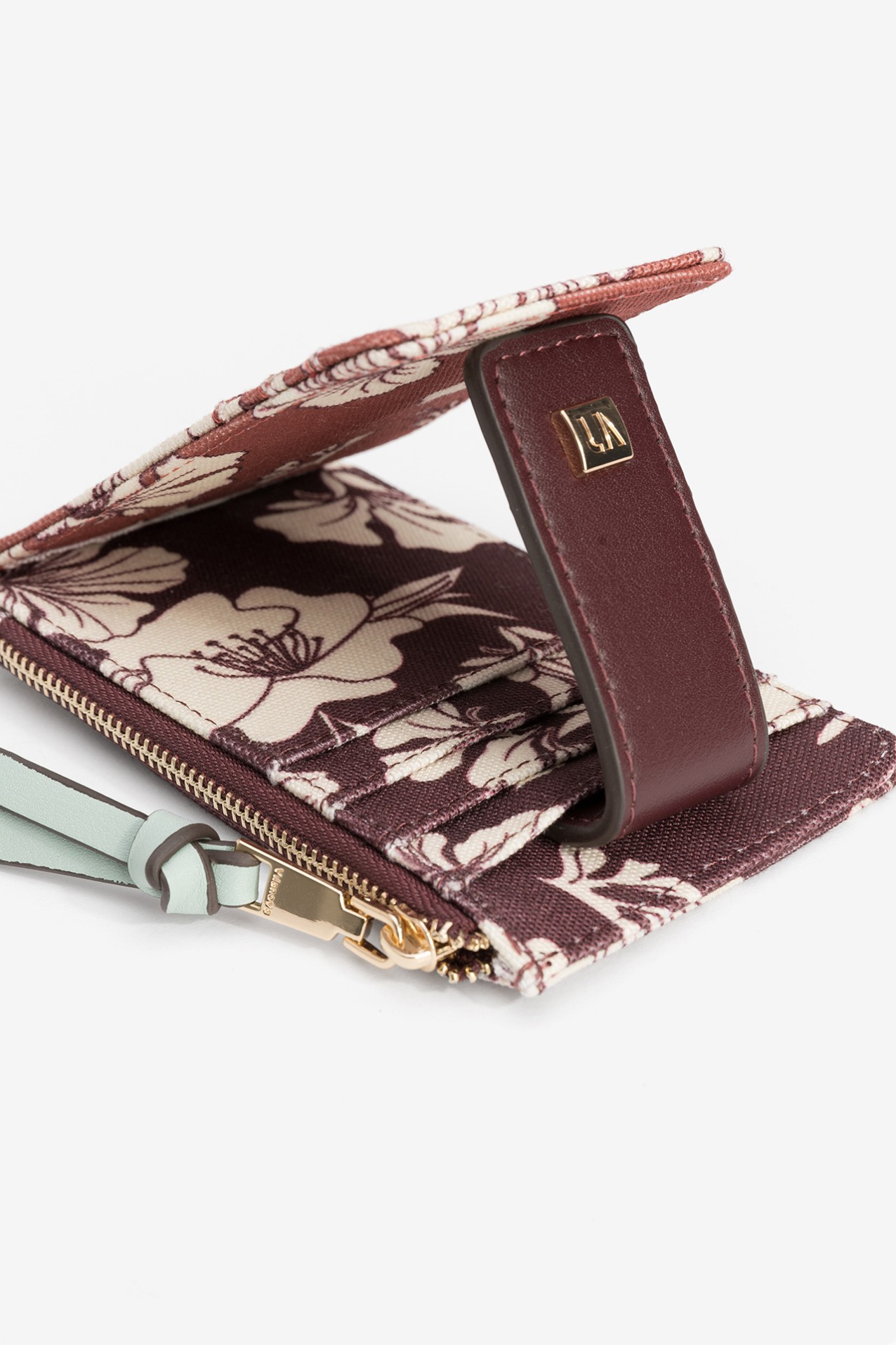 Porta-moedas floral compacto