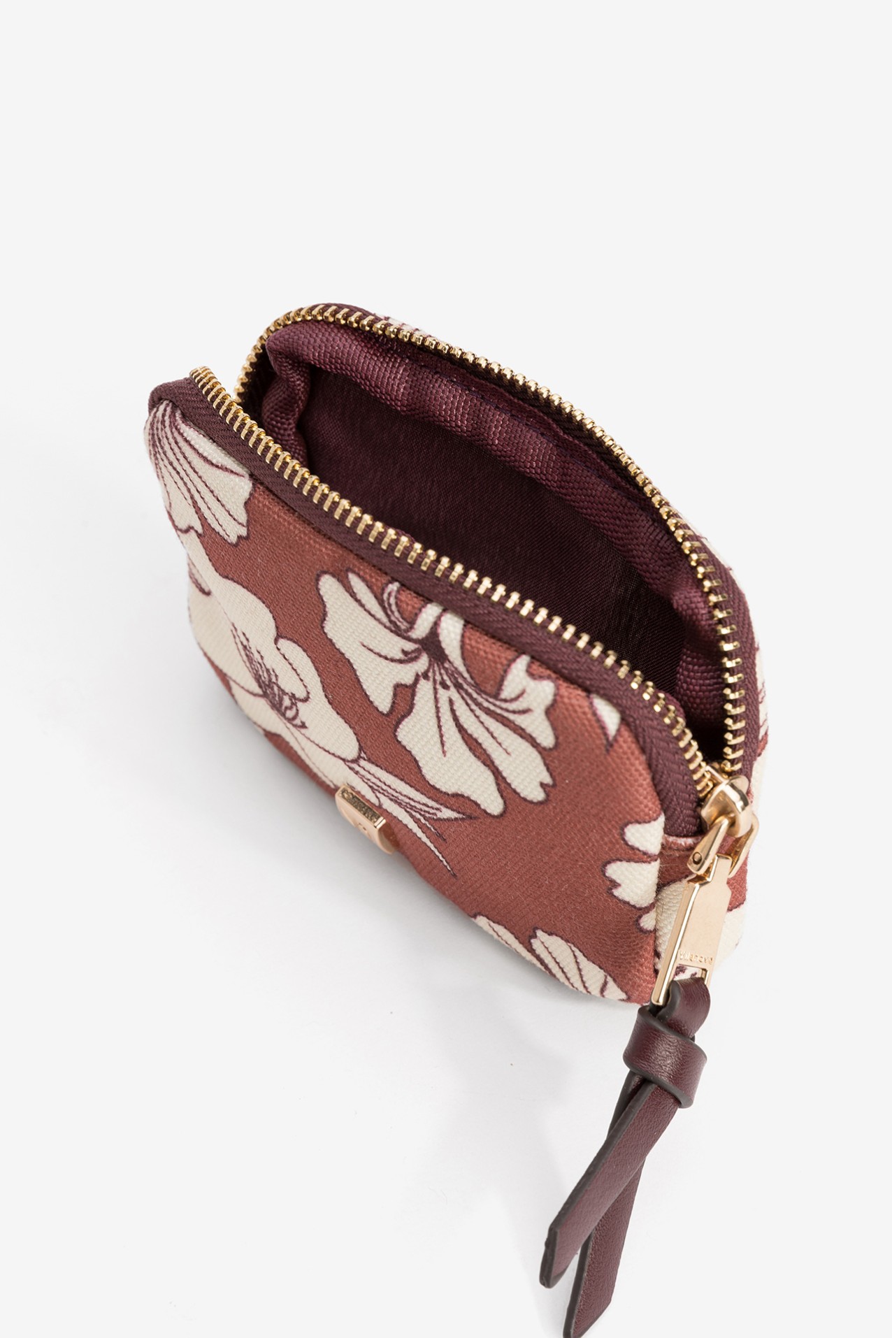 Porta-moedas laranja floral