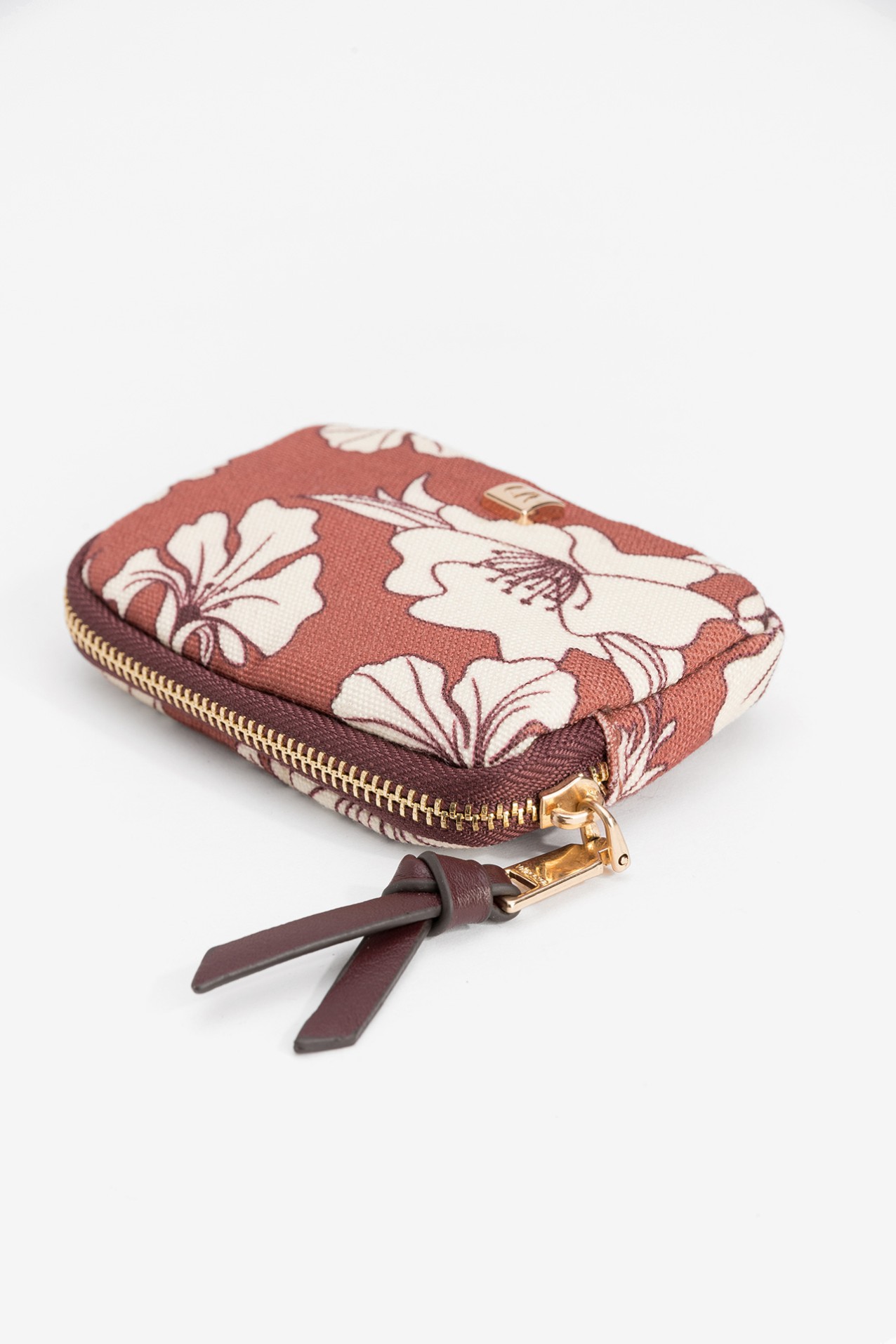 Porta-moedas laranja floral