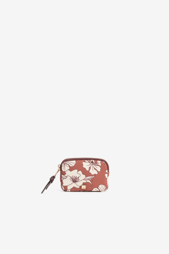 Porta-moedas laranja floral