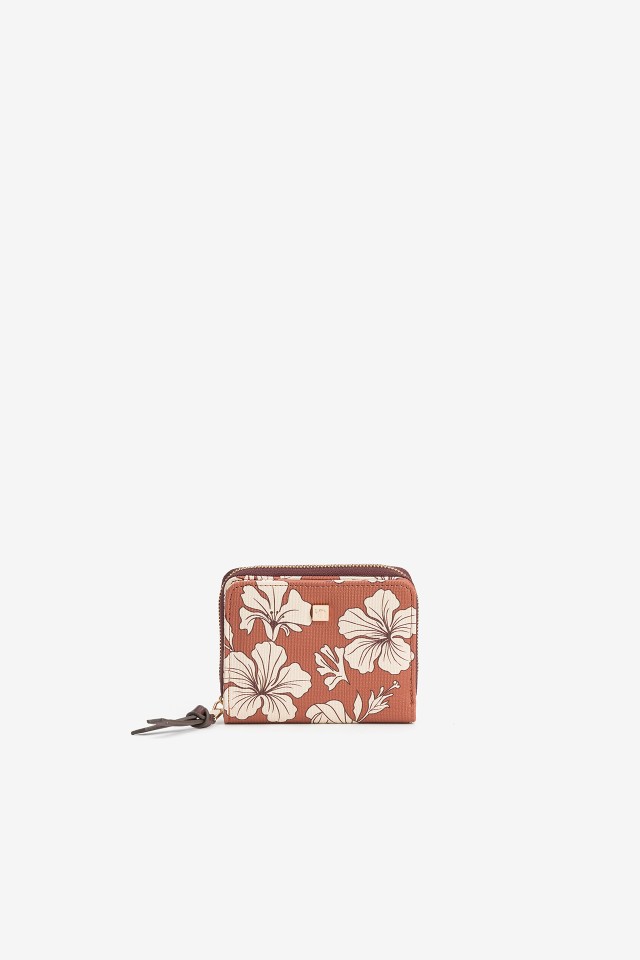 Porta-moedas floral laranja