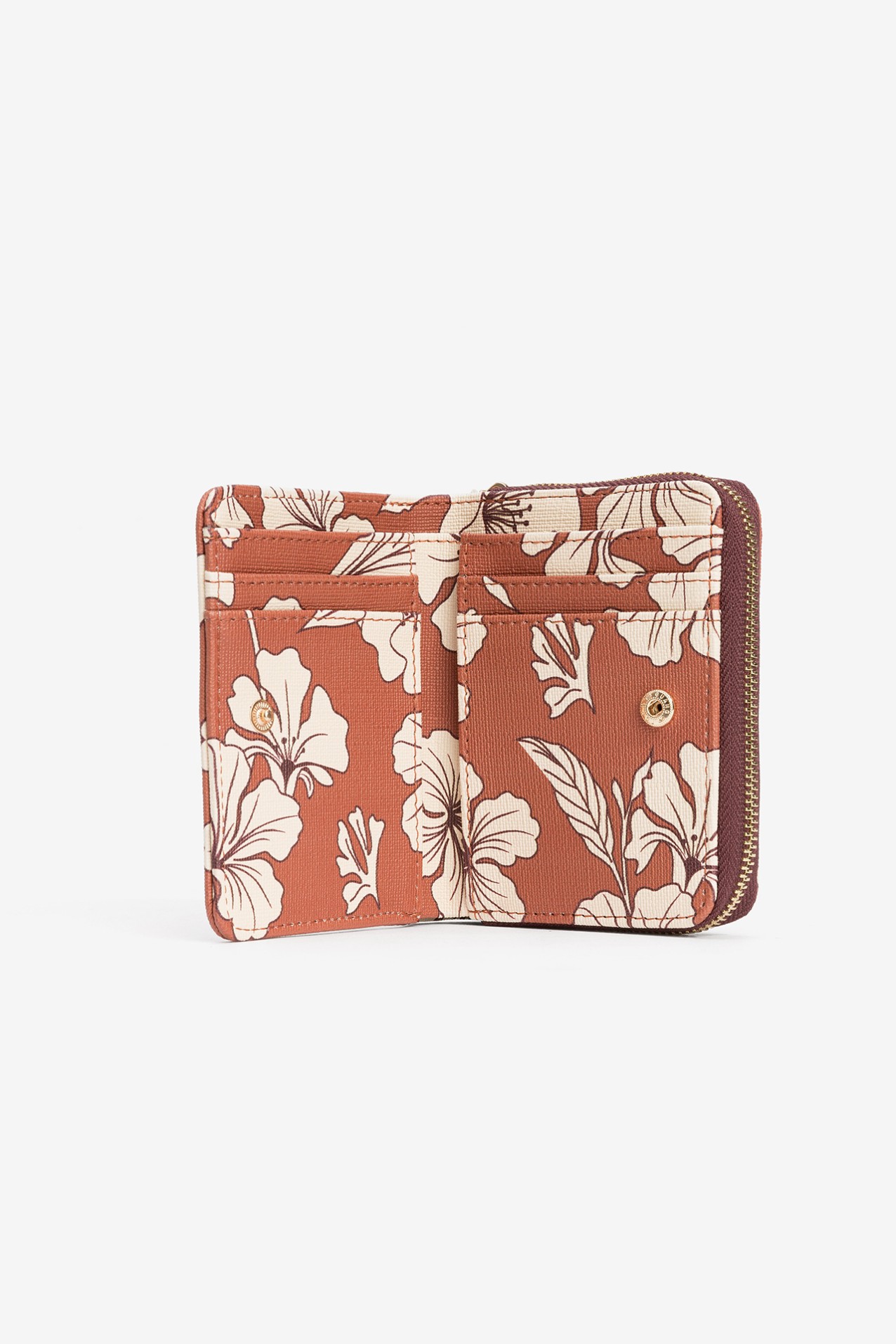 Porta-moedas floral laranja