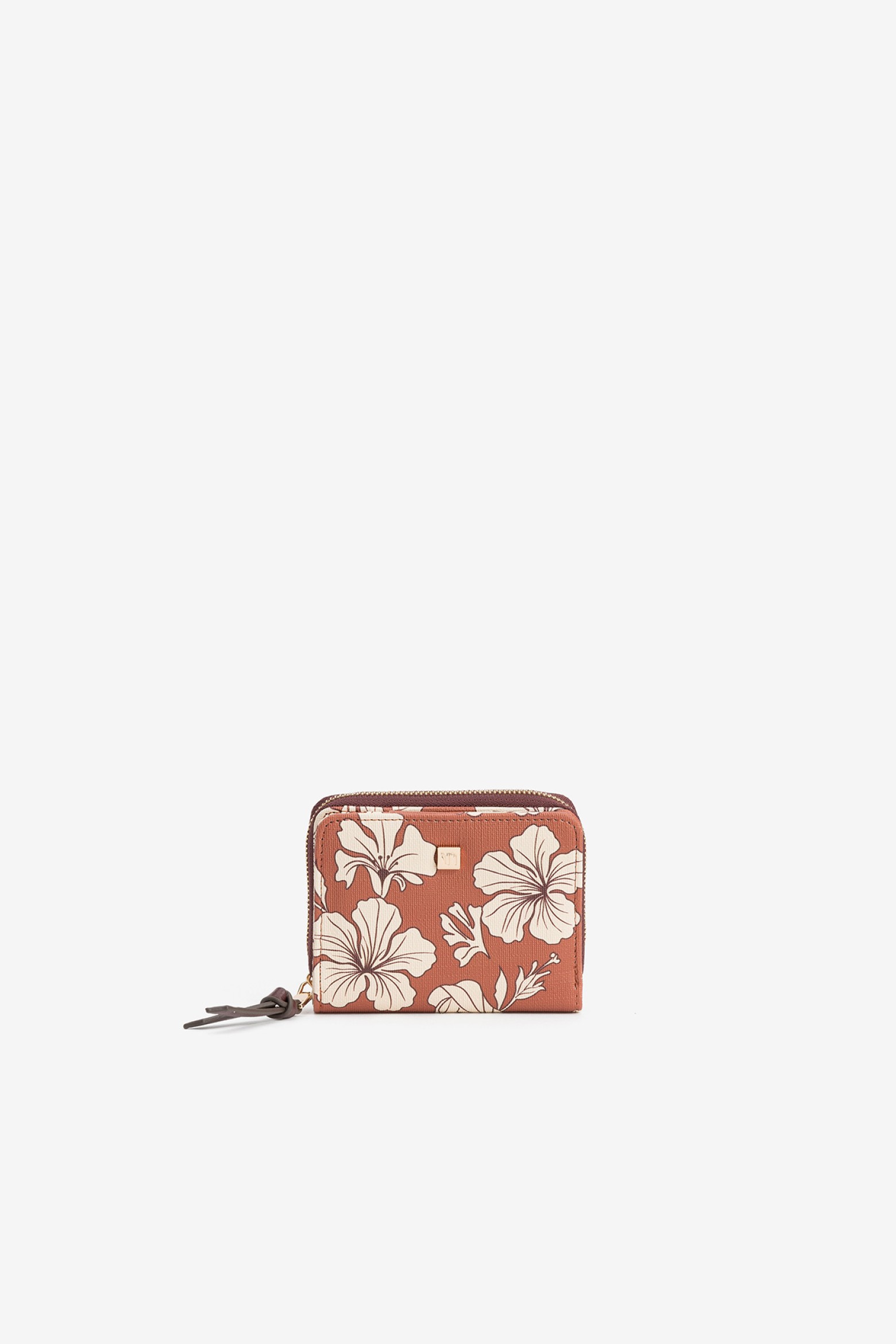 Porta-moedas floral laranja