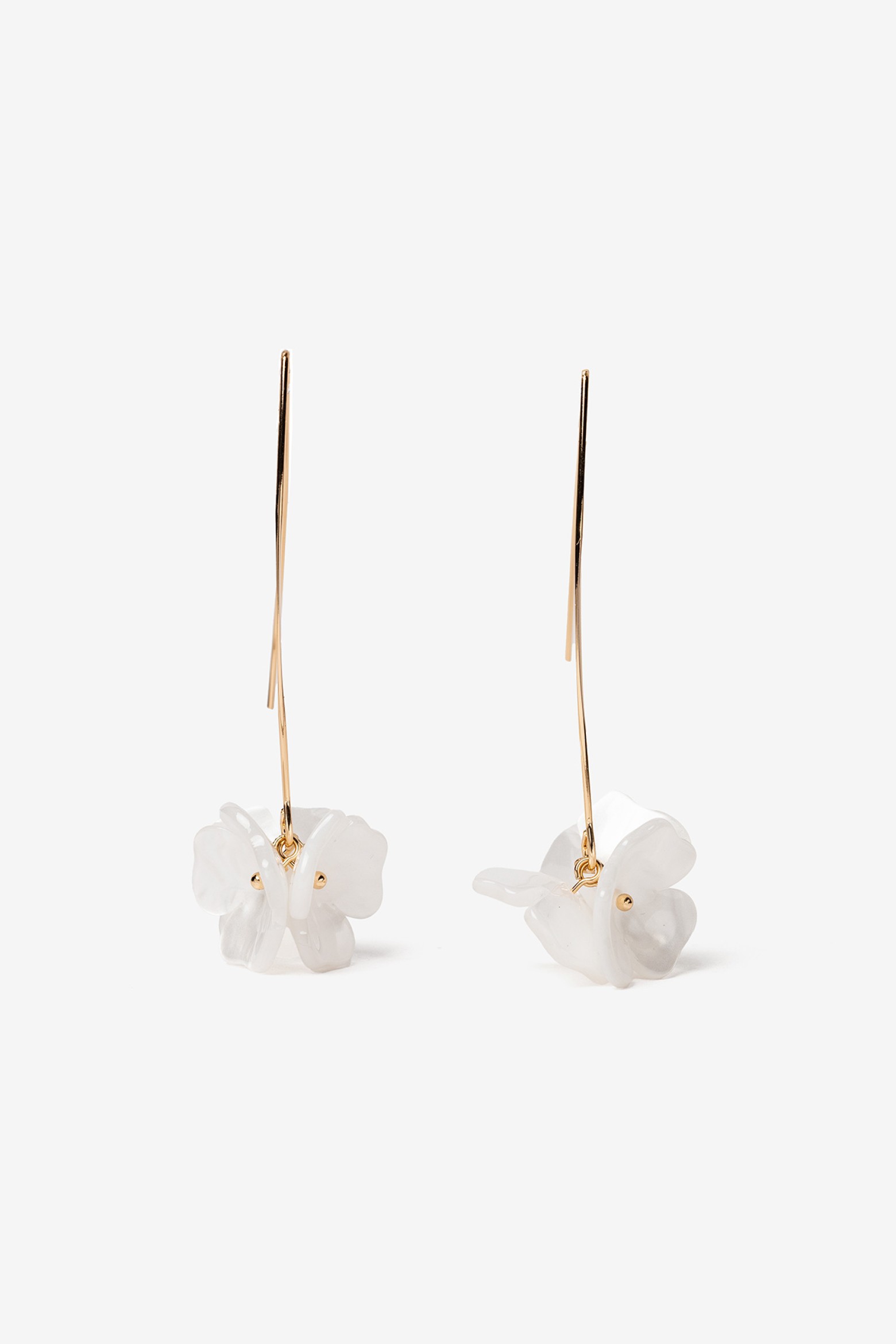 White Flower Drop Earrings