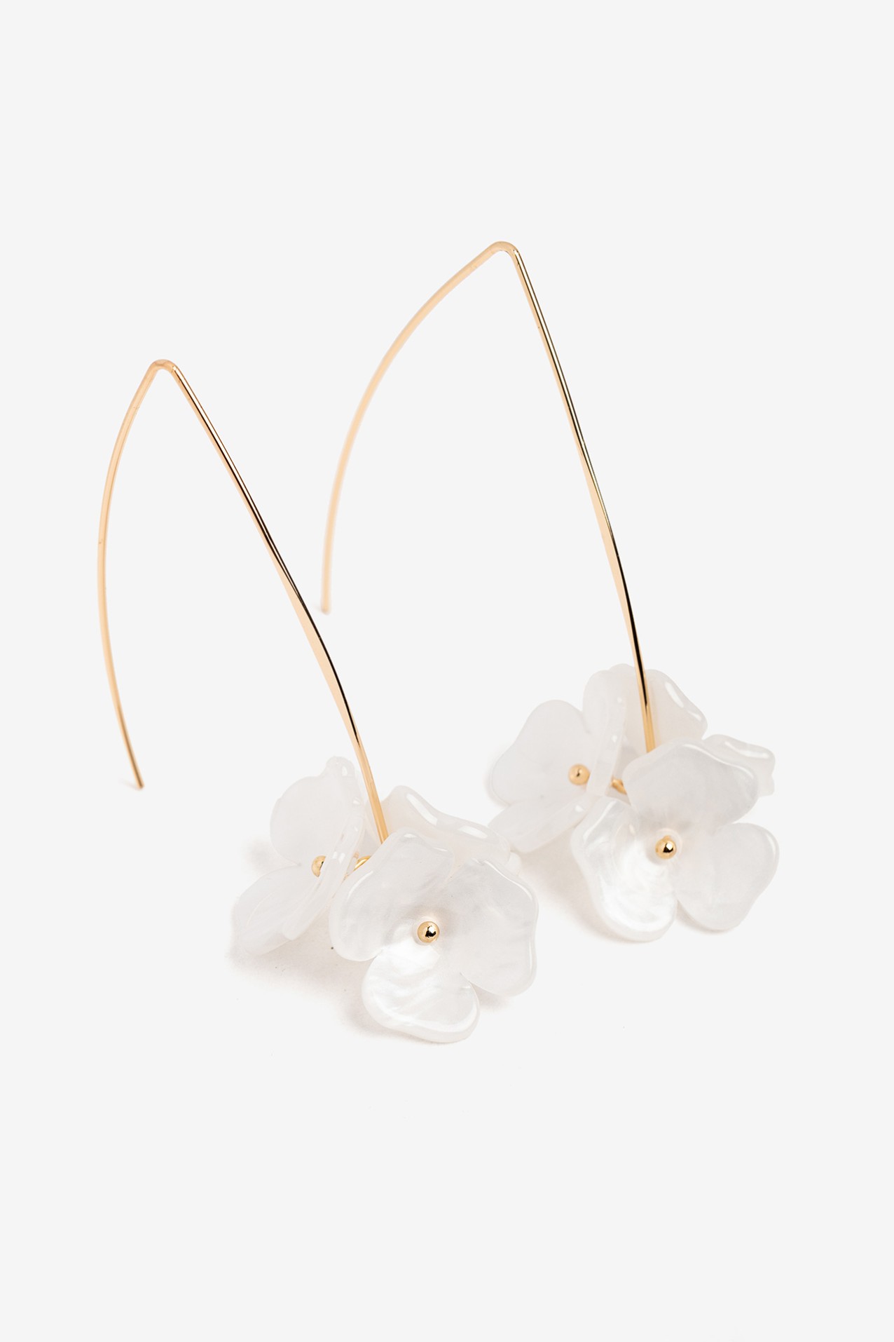 White Flower Drop Earrings