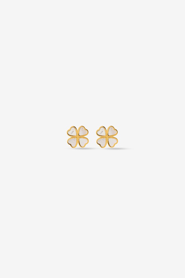 Steel Earrings with Mother-of-Pearl Clover