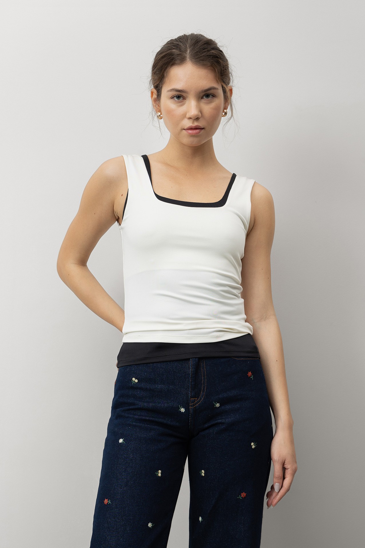 Beige Slim Fit Tank Top