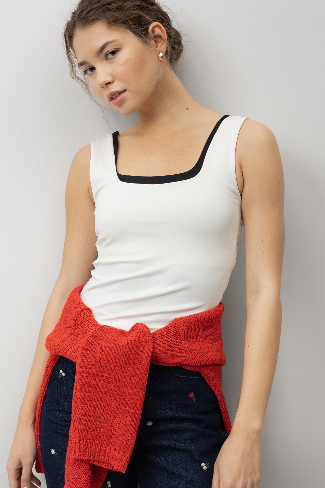Beige Slim Fit Tank Top