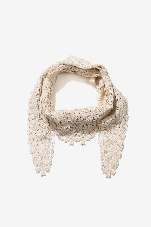 Beige Lace Floral Bandana