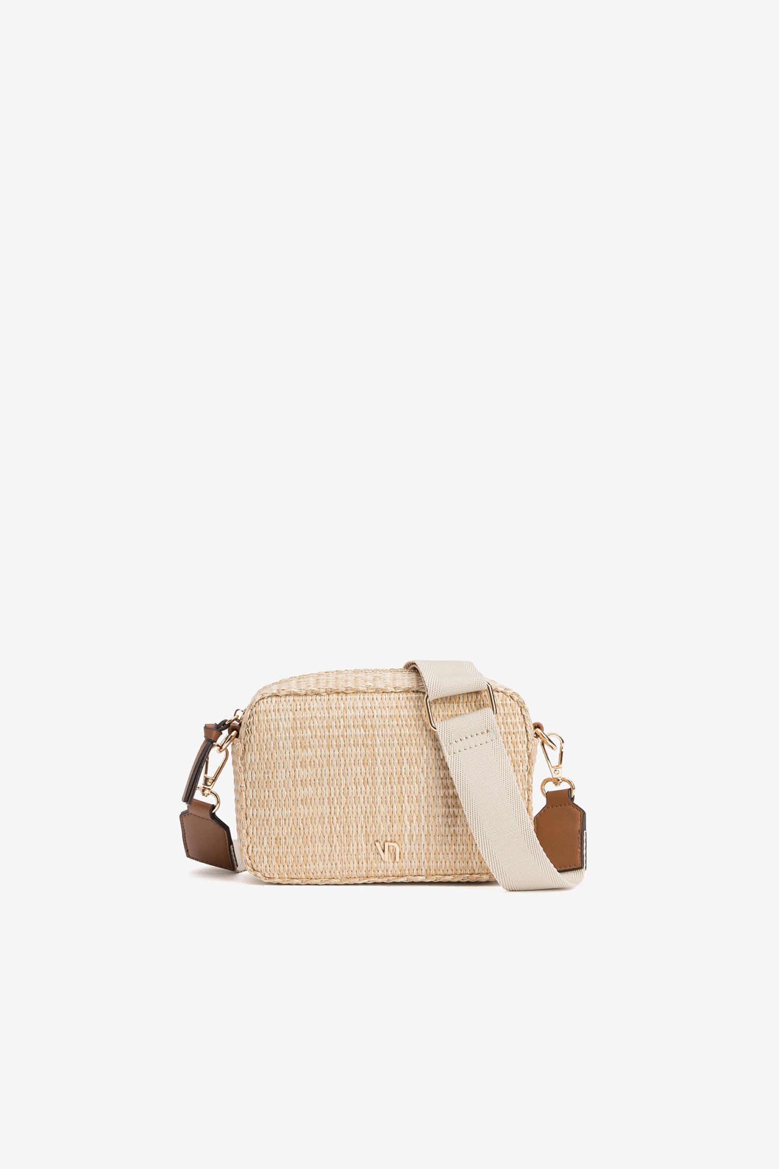 Beige Woven Structured Wallet