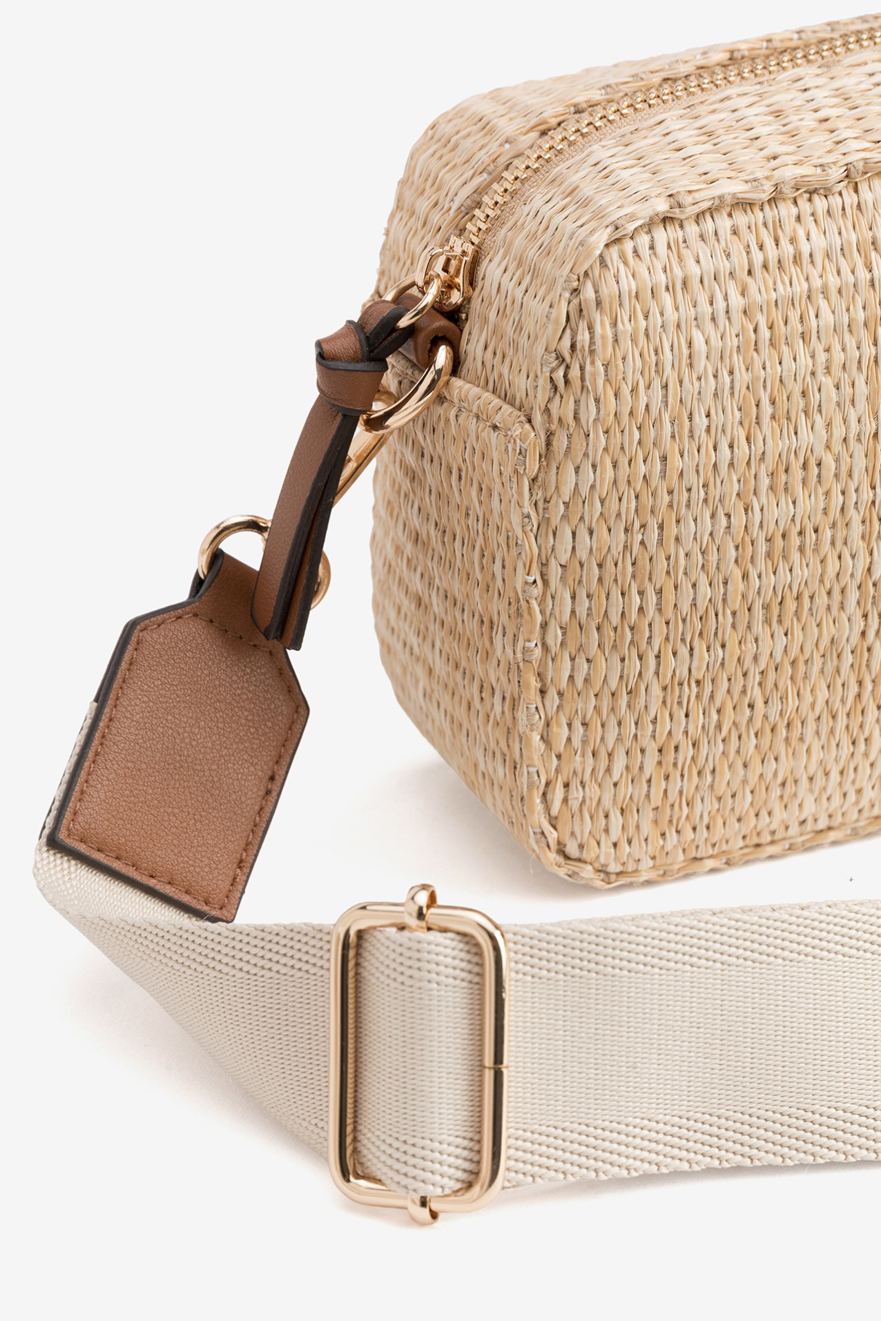 Beige Woven Structured Wallet