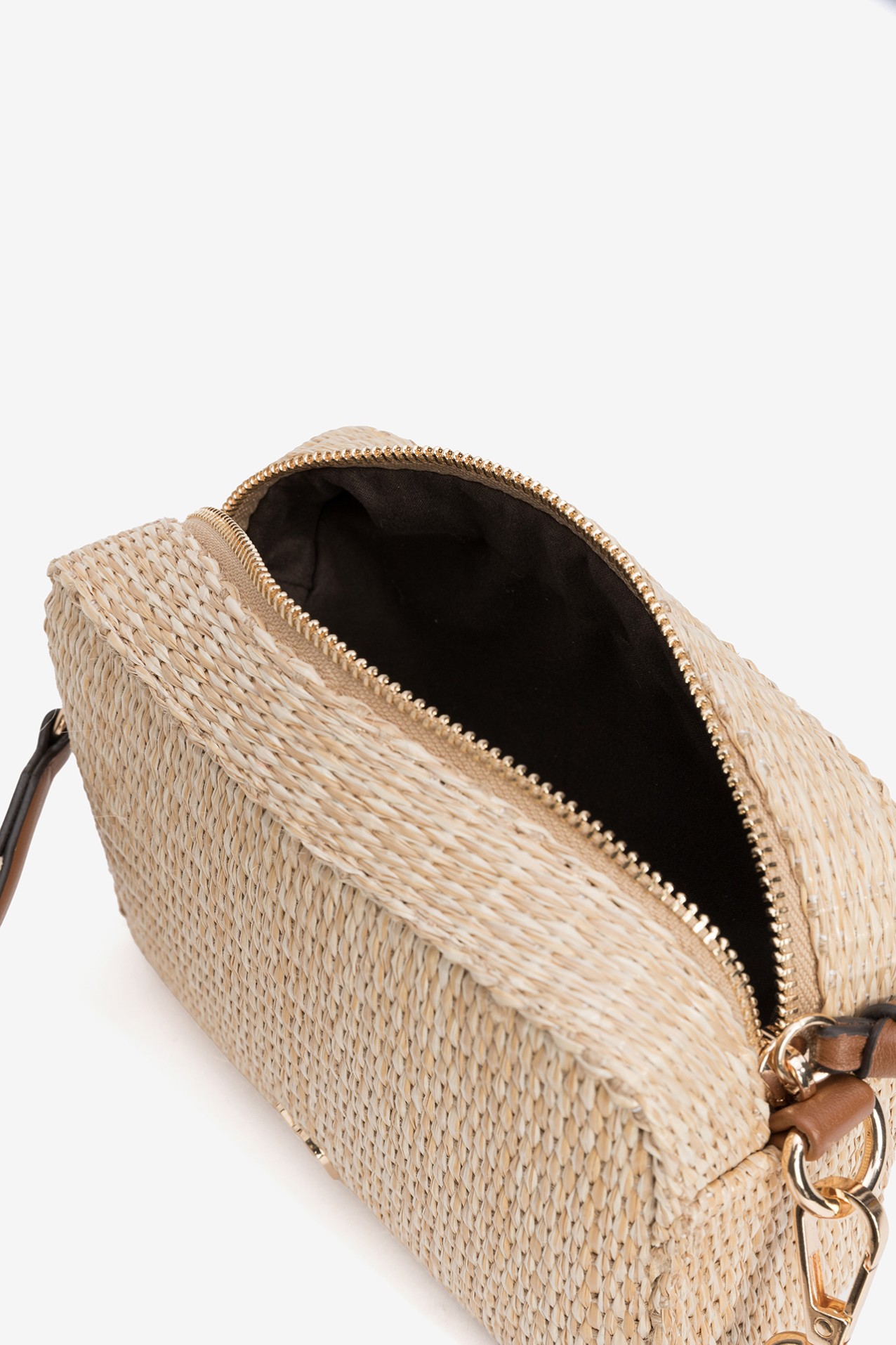 Beige Woven Structured Wallet