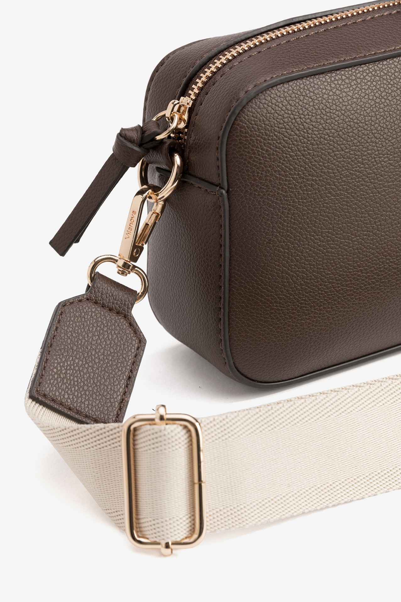 Brown Compact Crossbody Wallet