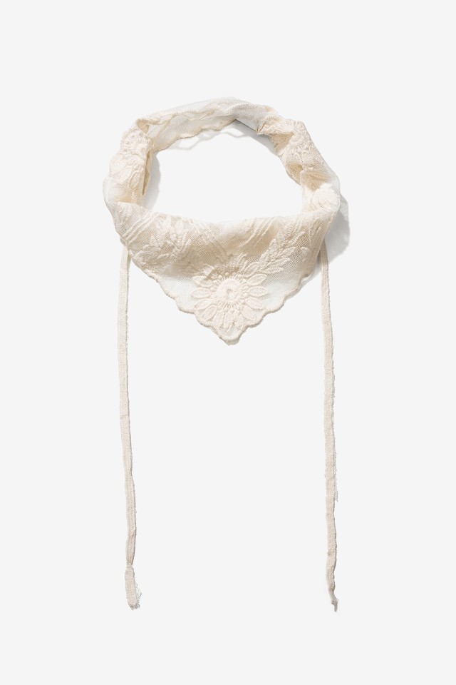Cream Floral Textured Bandana