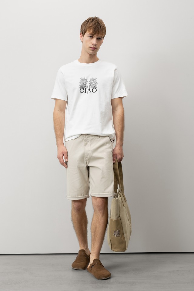 Beige Comfort Fit Shorts