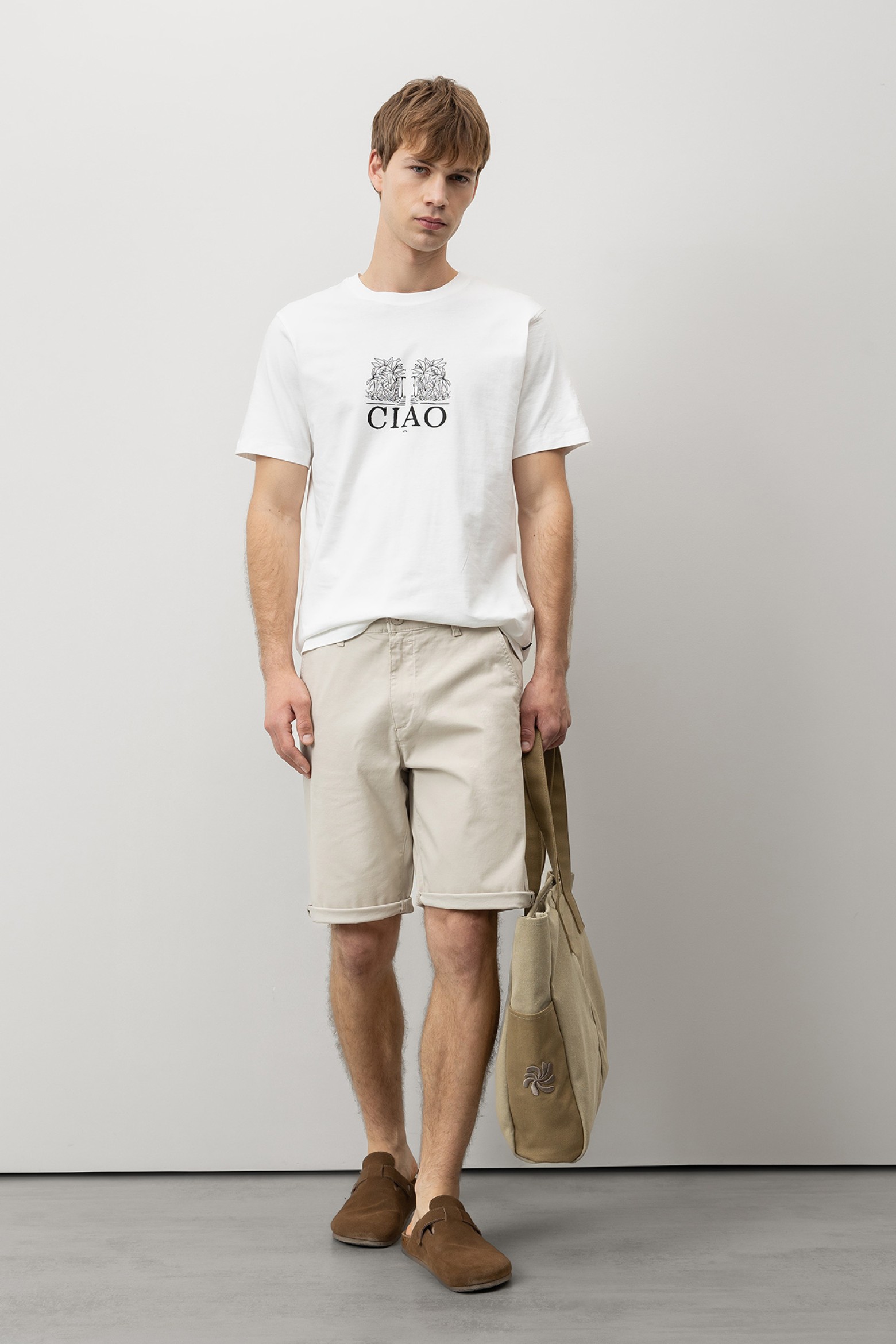 Beige Comfort Fit Shorts