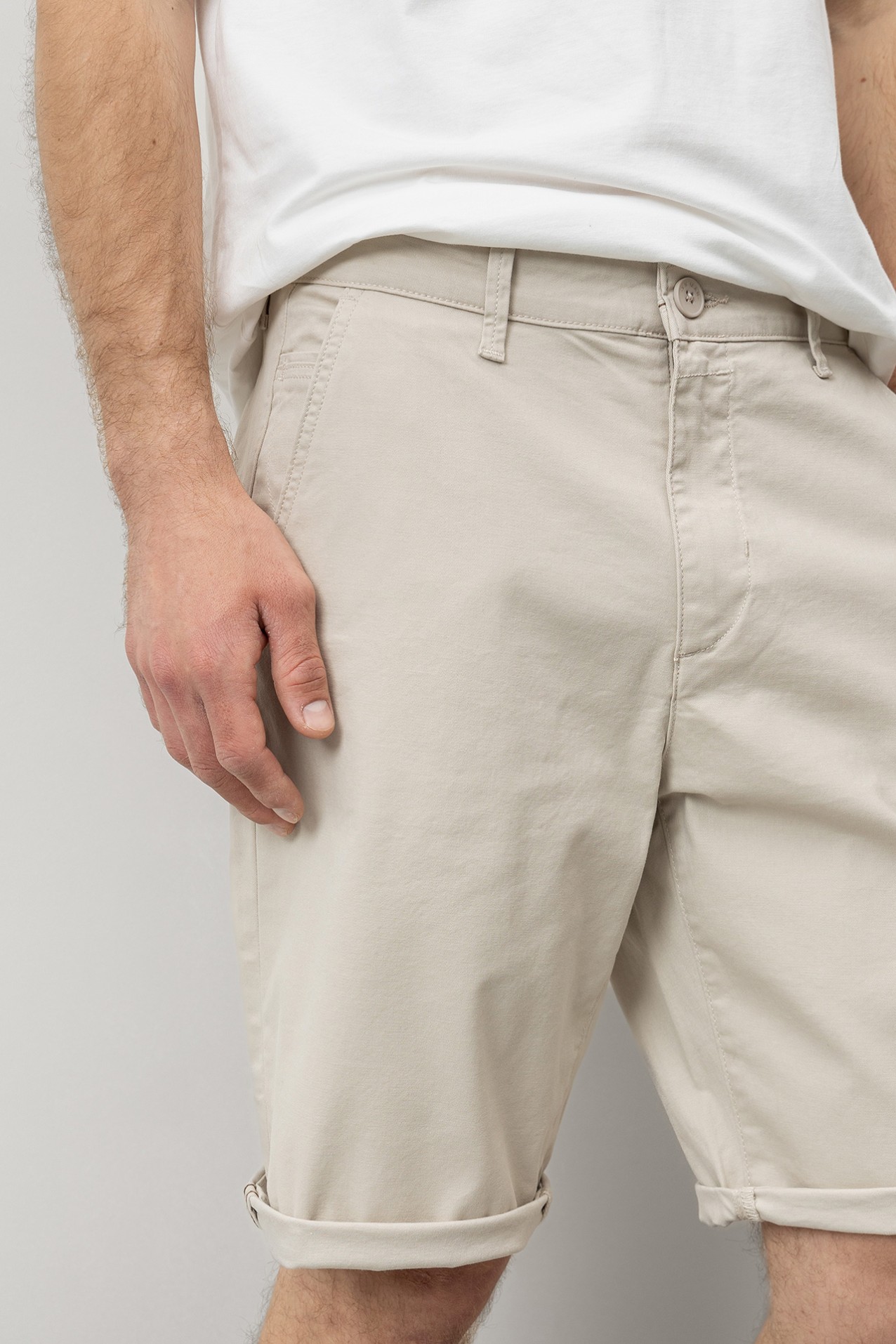 Beige Comfort Fit Shorts