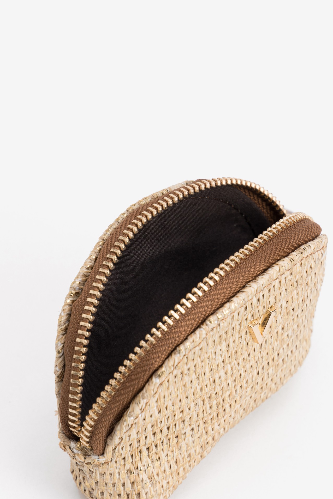Porta-moedas dourado compacto