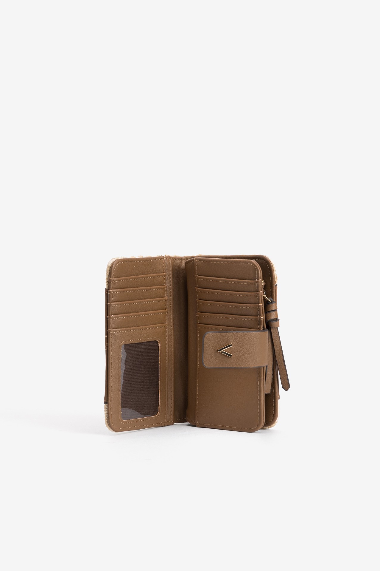 Porta-moedas compacto castanho