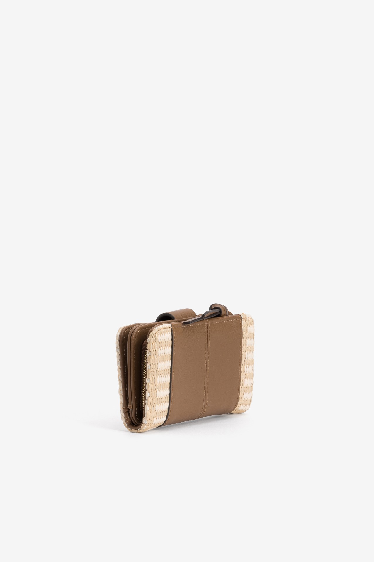 Porta-moedas compacto castanho