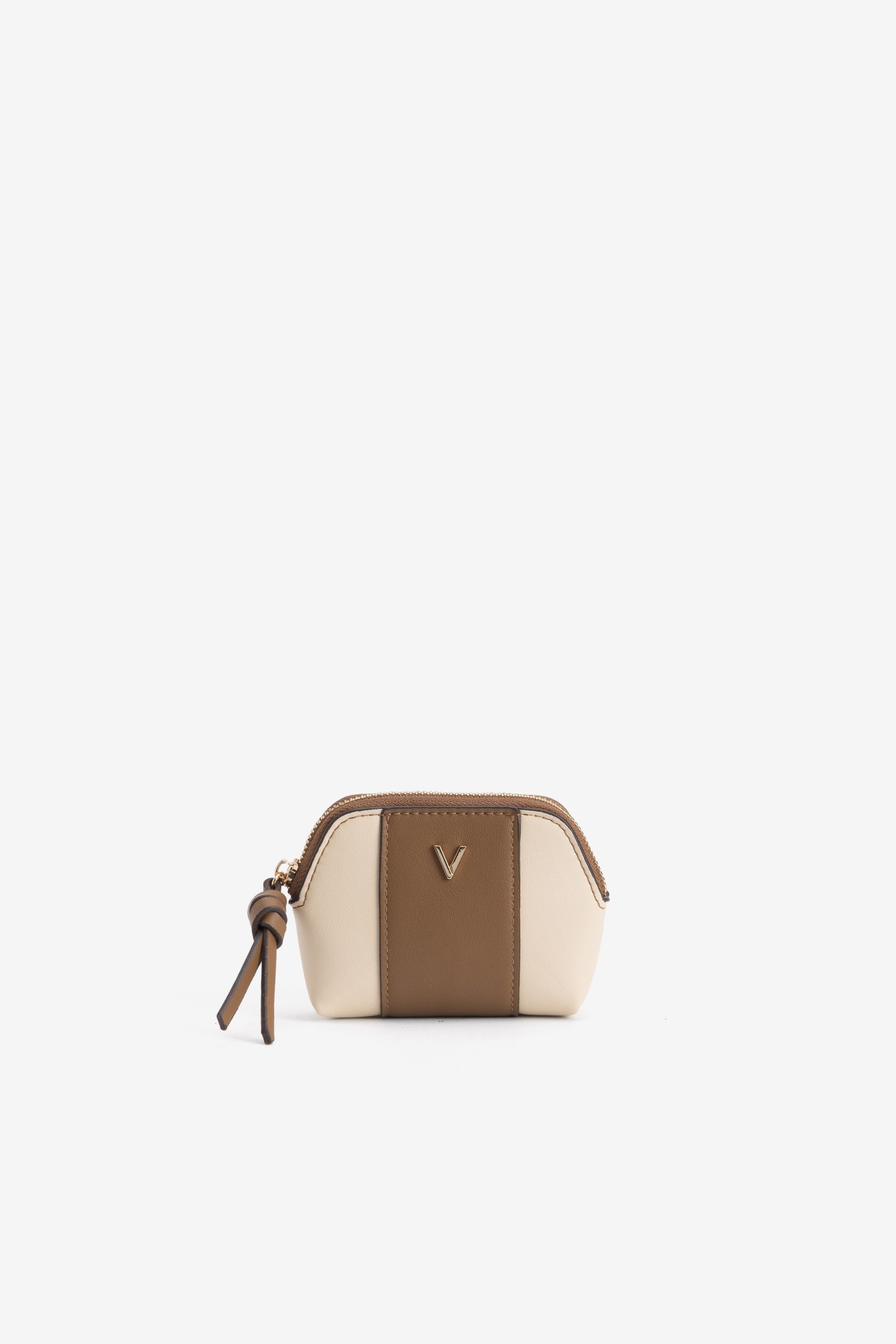 Porta-moedas bege e castanho