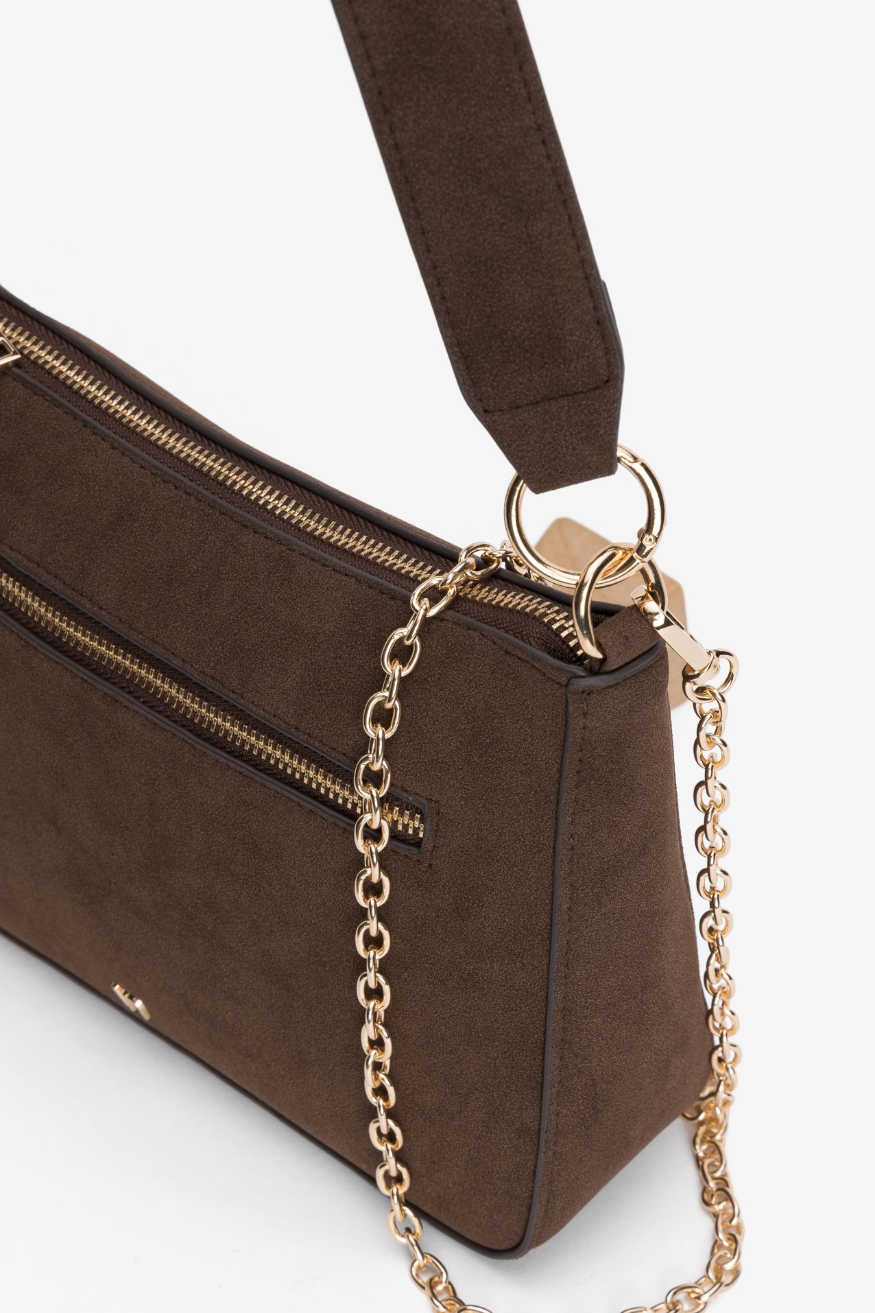 Brown Shoulder Bag with Chain