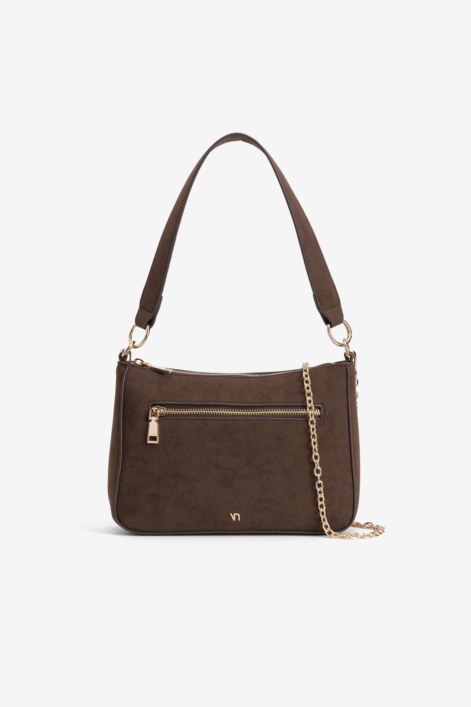 Brown Shoulder Bag with Chain