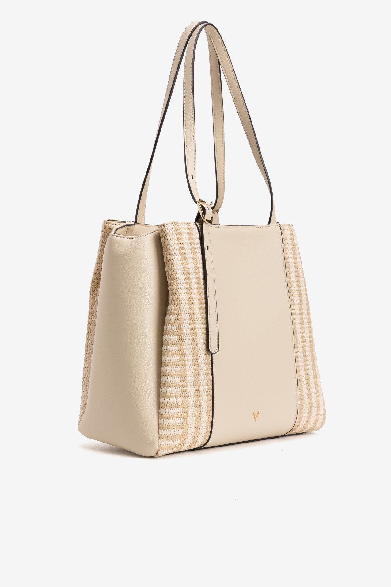 Beige Tote With Woven Sides